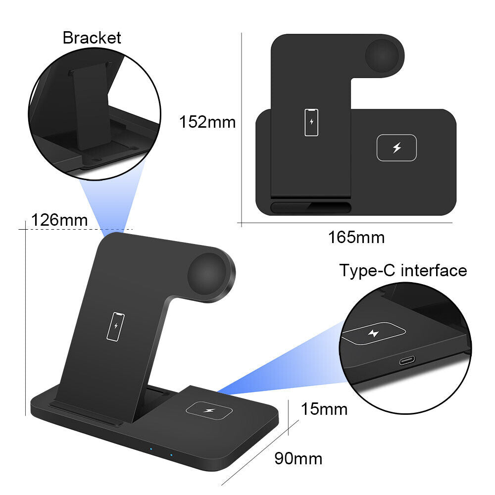 3 in 1 Wireless Charger Dock Charging Station for Apple Watch Iphone 17 16 15 14