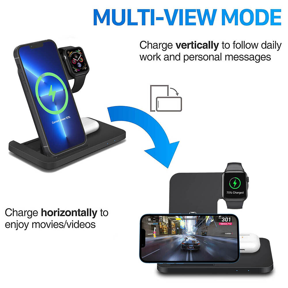 3 in 1 Wireless Charger Dock Charging Station for Apple Watch Iphone 17 16 15 14