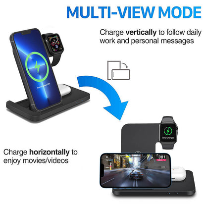 3 in 1 Wireless Charger Dock Charging Station for Apple Watch Iphone 17 16 15 14