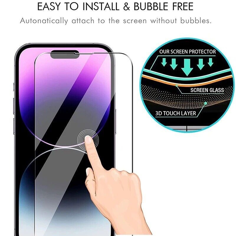 2 X Screen Protector Tempered Glass Iphone 17 Air 16E 15 Pro Max 14 13 12 11 XR