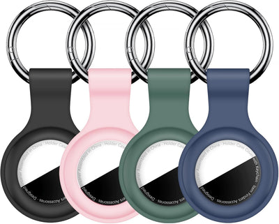 【4 Pack】 Compatible with Airtag Case Keychain Air Tag Holder Silicone Airtags Key Ring Cases Tags Chain Apple Airtag GPS Item Finders Accessories，Multicolor