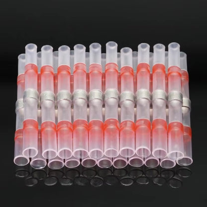 50PCS Heat Shrinkable Wire Connectors SST21 Waterproof Sleeve AWG22-18 Butt Electrical Splice Tinned Solder Seal Terminal