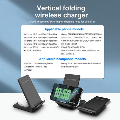 3 in 1 Wireless Charger Dock Charging Station for Apple Watch Iphone 17 16 15 14