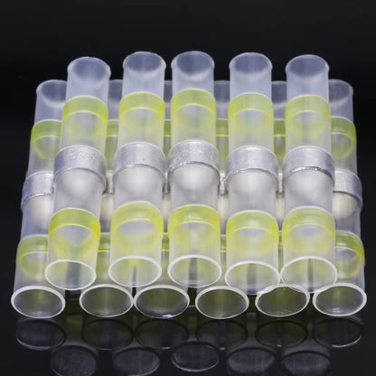 50PCS Heat Shrinkable Wire Connectors SST21 Waterproof Sleeve AWG22-18 Butt Electrical Splice Tinned Solder Seal Terminal